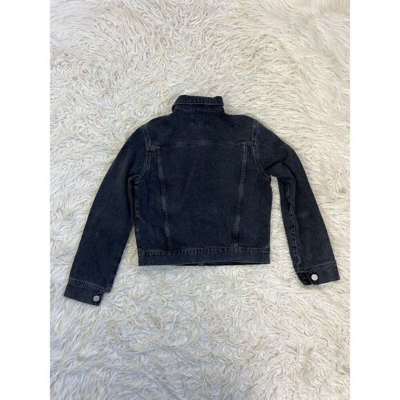 AGOLDE Women’s Black Vivian Cropped Denim Jean Jacket Size XS Distressed - Picture 3 of 11